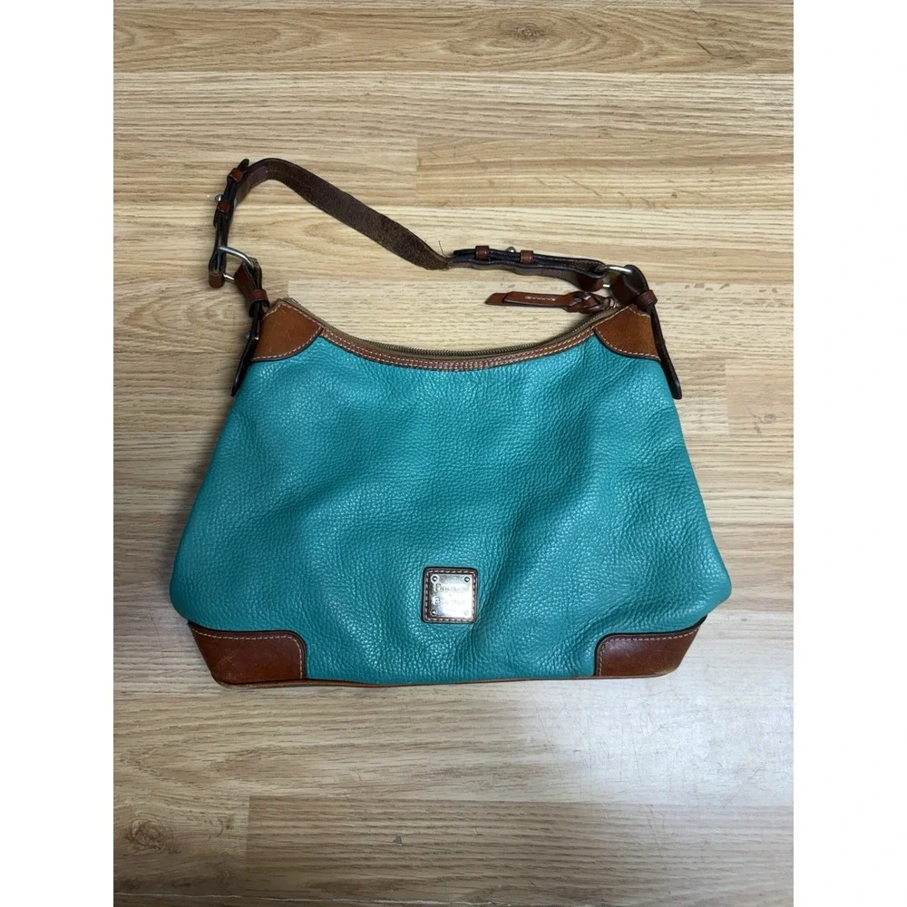 DOONEY & BOURKE Teal Pebbled Leather Single Strap Shoulder Bag-